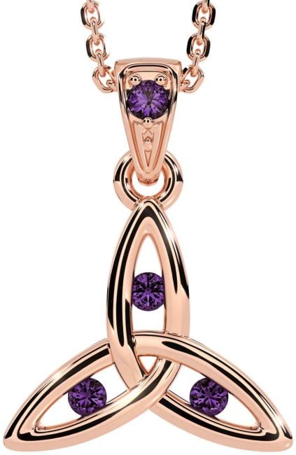 Alexandrite Rose Gold Celtic Trinity Knot Necklace