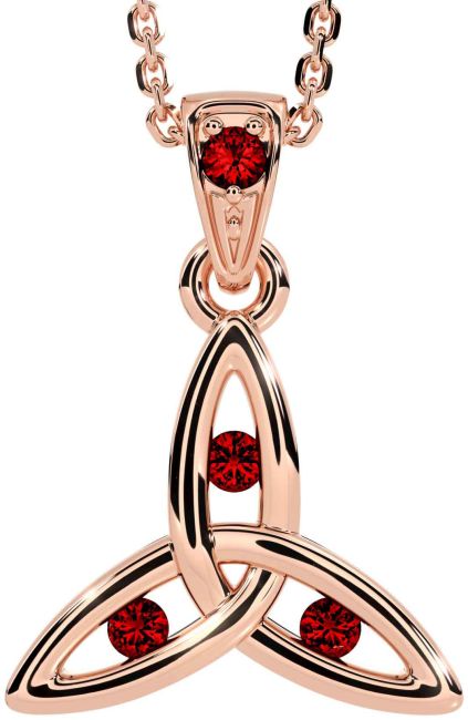 Garnet Rose Gold Celtic Trinity Knot Necklace