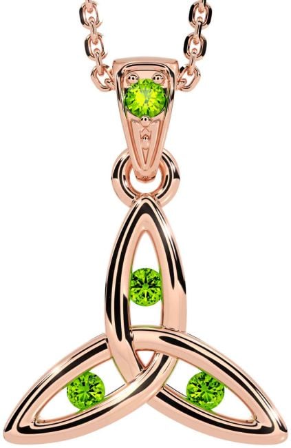 Peridot Rose Gold Celtic Trinity Knot Necklace