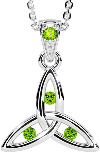 Peridot Silver Celtic Trinity Knot Necklace