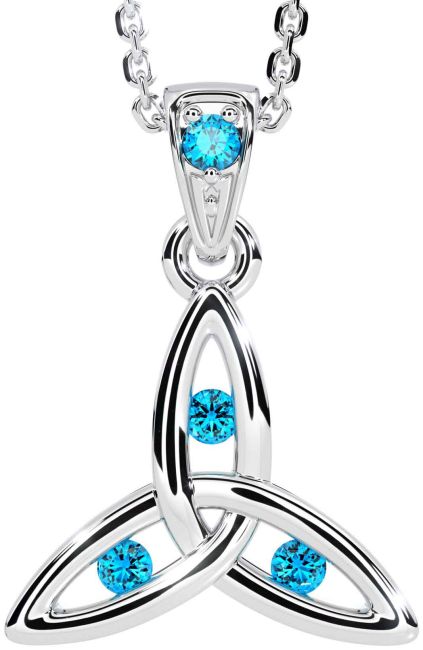 Topaz Silver Celtic Trinity Knot Necklace