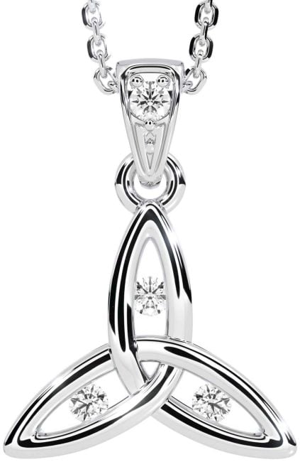 Diamond White Gold Celtic Trinity Knot Necklace