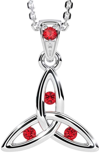 Ruby White Gold Celtic Trinity Knot Necklace