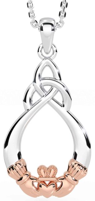 Rosa Oro Argento Claddagh Collana