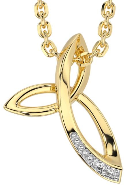 Diamond Gold Silver Celtic Trinity Knot Necklace