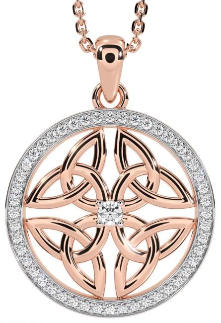 Diamond Rose Gold Celtic Trinity Knot Necklace