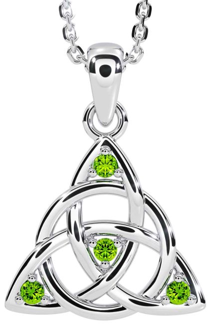 Peridot White Gold Celtic Trinity Knot Necklace