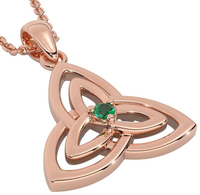 Diamond Rose Gold Silver Celtic Trinity Knot Necklace
