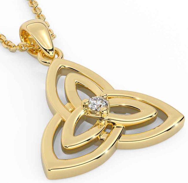 Diamond Gold Silver Celtic Trinity Knot Necklace