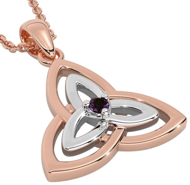 Diamond White Rose Gold Celtic Trinity Knot Necklace