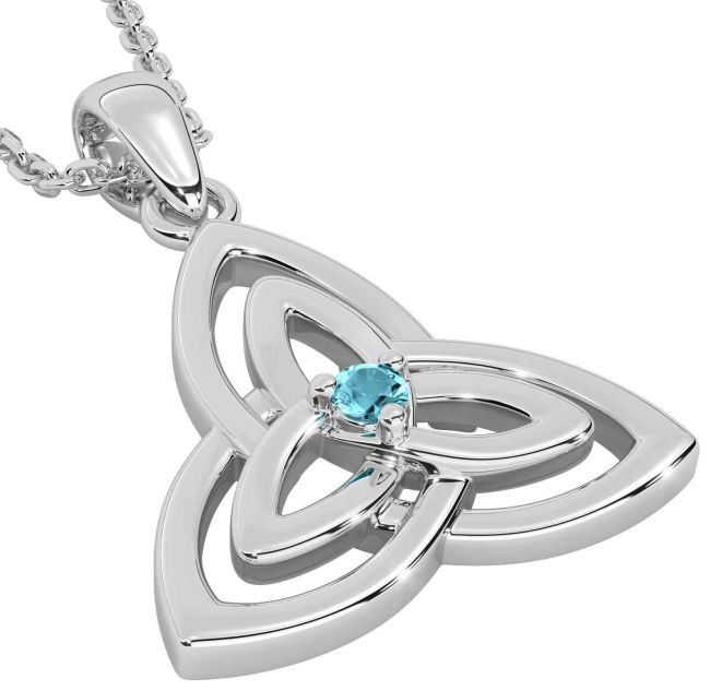 Diamond Silver Celtic Trinity Knot Necklace