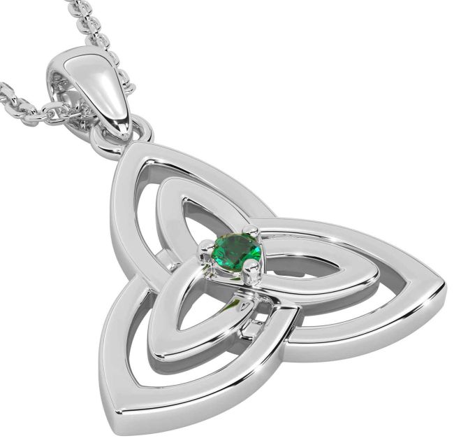 Diamond Silver Celtic Trinity Knot Necklace