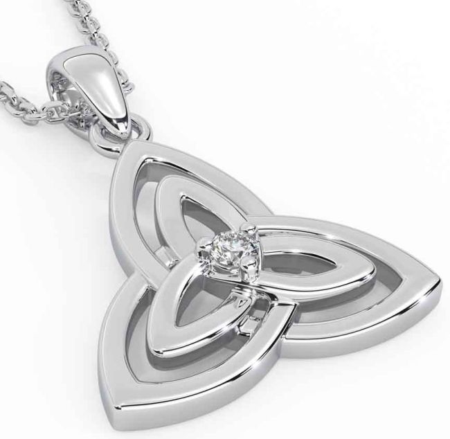 Diamond White Gold Celtic Trinity Knot Necklace