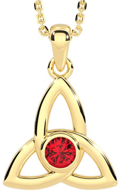 Ruby Gold Silver Celtic Trinity Knot Necklace