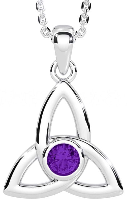 Amethyst Silver Celtic Trinity Knot Necklace