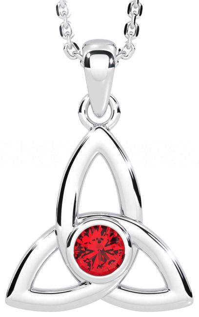 Ruby White Gold Celtic Trinity Knot Necklace