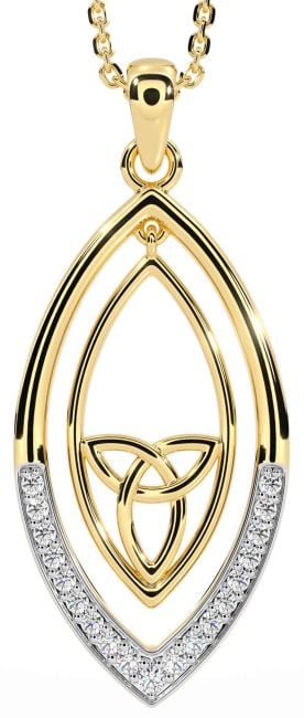 Diamond Gold Silver Celtic Trinity Knot Necklace