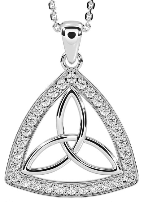 Diamond White Gold Celtic Trinity Knot Necklace