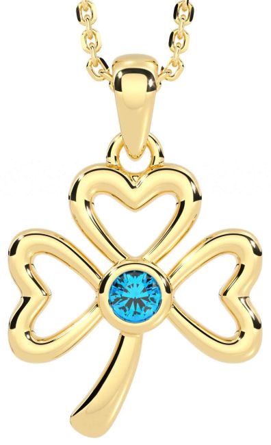 Topaz Gold Silver Shamrock Necklace