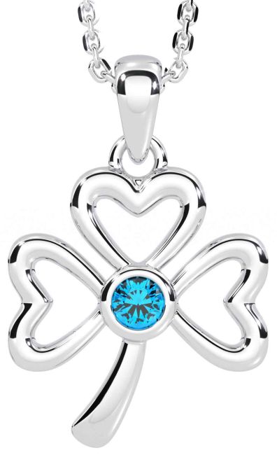 Topaz Silver Shamrock Necklace