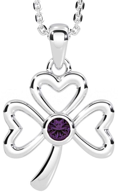 Alexandrite White Gold Shamrock Necklace