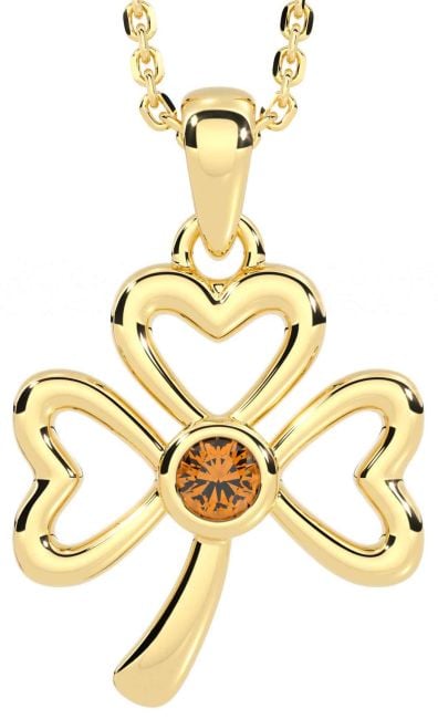 Citrine Gold Shamrock Necklace