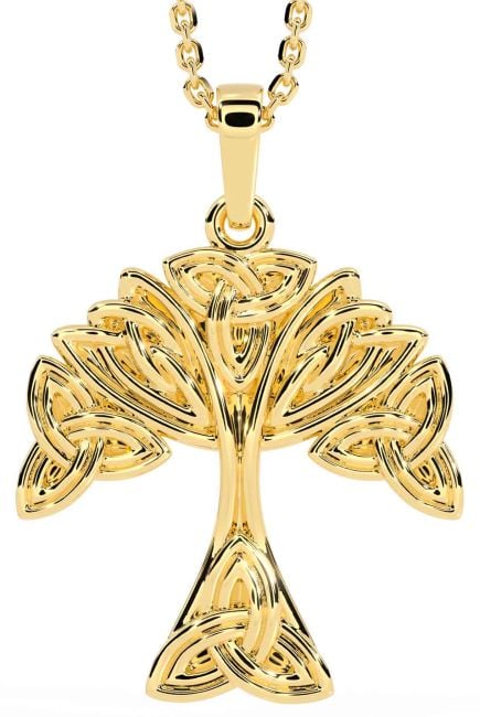 Gold Celtic Tree of Life Trinity Knot Necklace