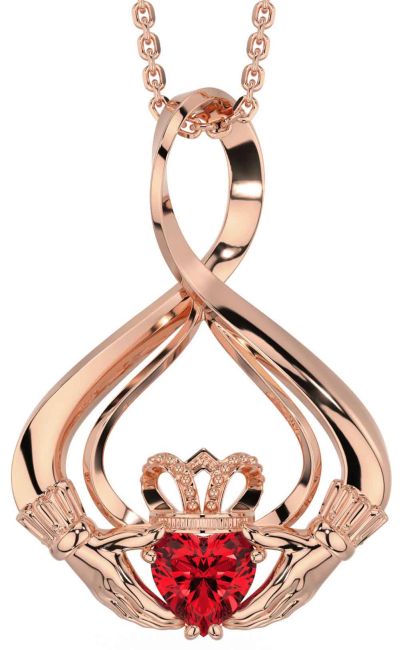 Ruby Rose Gold Silver Claddagh Necklace