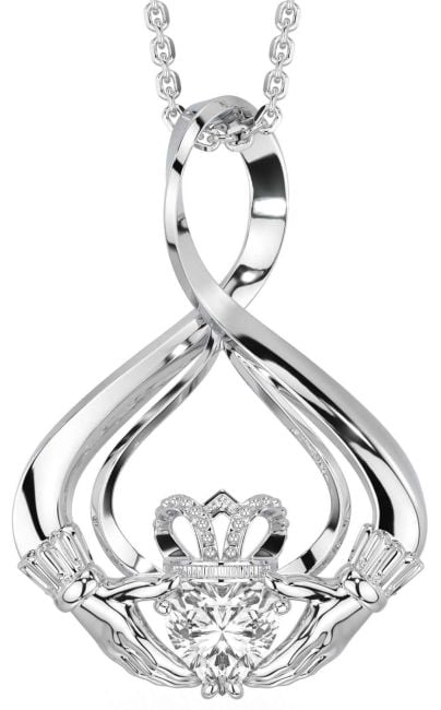 Diamond Silver Claddagh Necklace