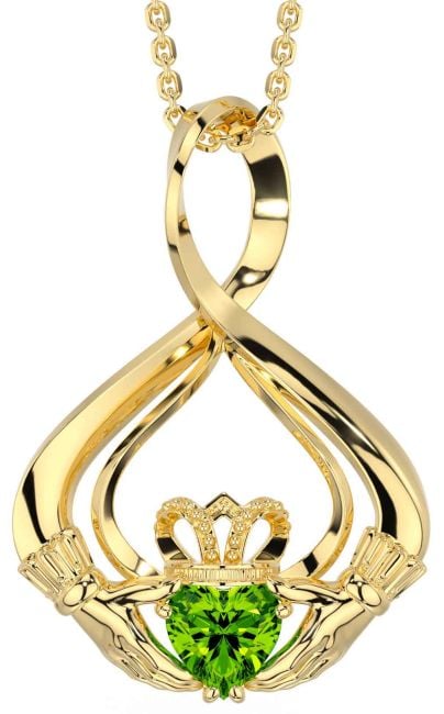 Peridot Gold Claddagh Necklace
