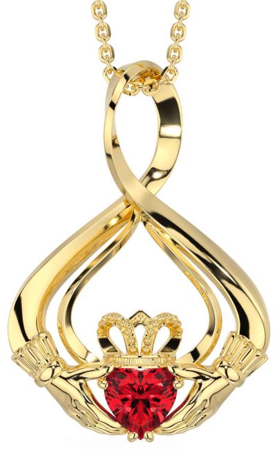 Ruby Gold Claddagh Necklace