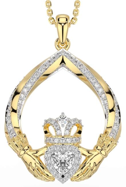 Diamond Gold Claddagh Necklace