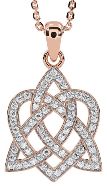 Diamond Rose Gold Celtic Knot Heart Necklace