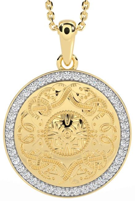 Diamond Gold Silver Celtic Warrior Necklace