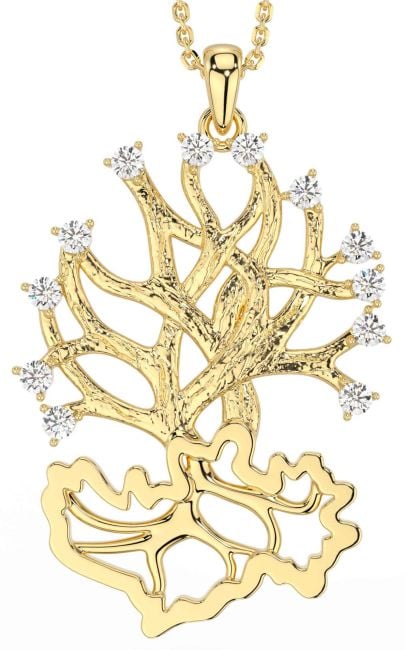 Diamond Gold Celtic Tree of Life Necklace