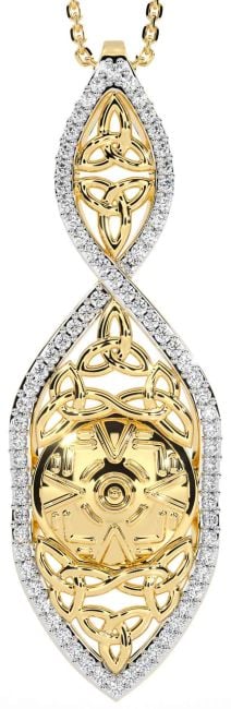 Diamond Gold Silver Celtic Warrior Trinity knot Necklace