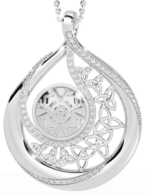 Diamond Silver Celtic Warrior Trinity Knot Necklace