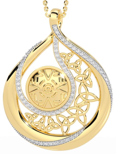Diamond Gold Celtic Warrior Trinity Knot Necklace