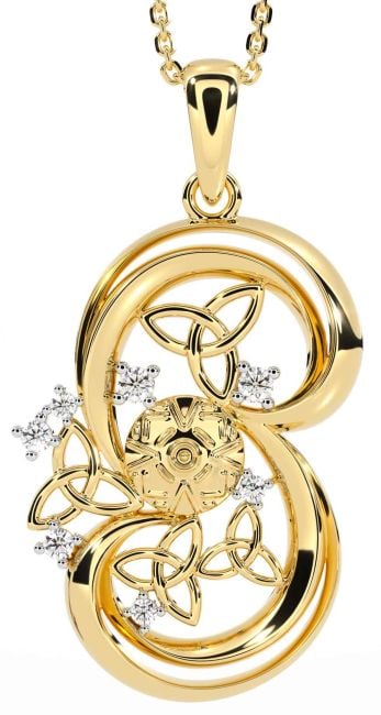 Diamond Gold Celtic Warrior Trinity Knot Necklace