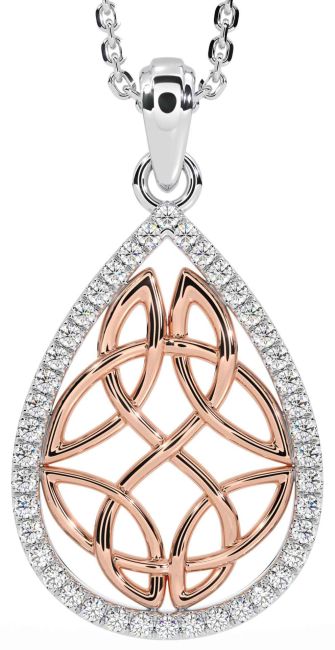 Diamond Rose Gold Silver Celtic Necklace