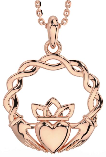 Rose gold claddagh deals necklace