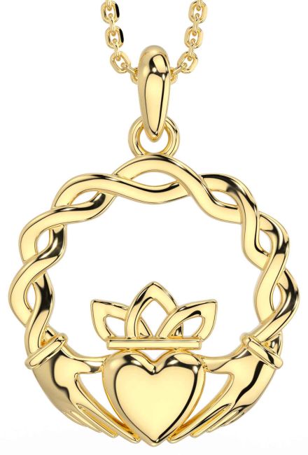 Gold Celtic Claddagh Necklace