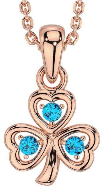 Topaz Rose Gold Silver Shamrock Necklace