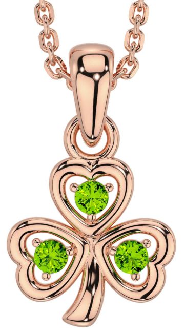 Peridot Rose Gold Shamrock Necklace