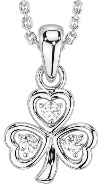 Diamond White Gold Shamrock Necklace