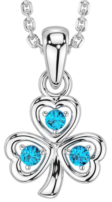 Topaz White Gold Shamrock Necklace