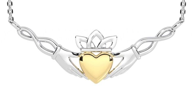 Gold Silver Claddagh Necklace