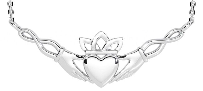White Gold Claddagh Necklace