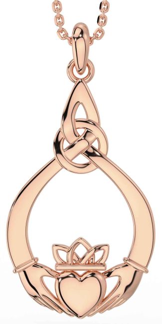Rose Gold Silver Claddagh Necklace