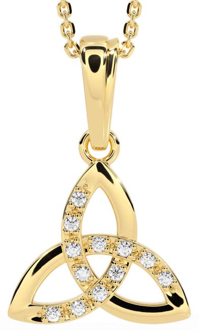 Diamond Gold Silver Celtic Trinity Knot Necklace